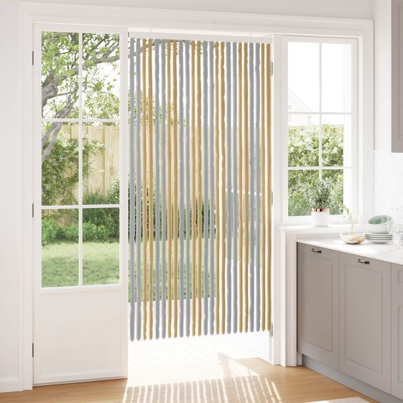 Rideau anti-insectes en chenille Gris et Beige 100 x 200 cm 644891644891