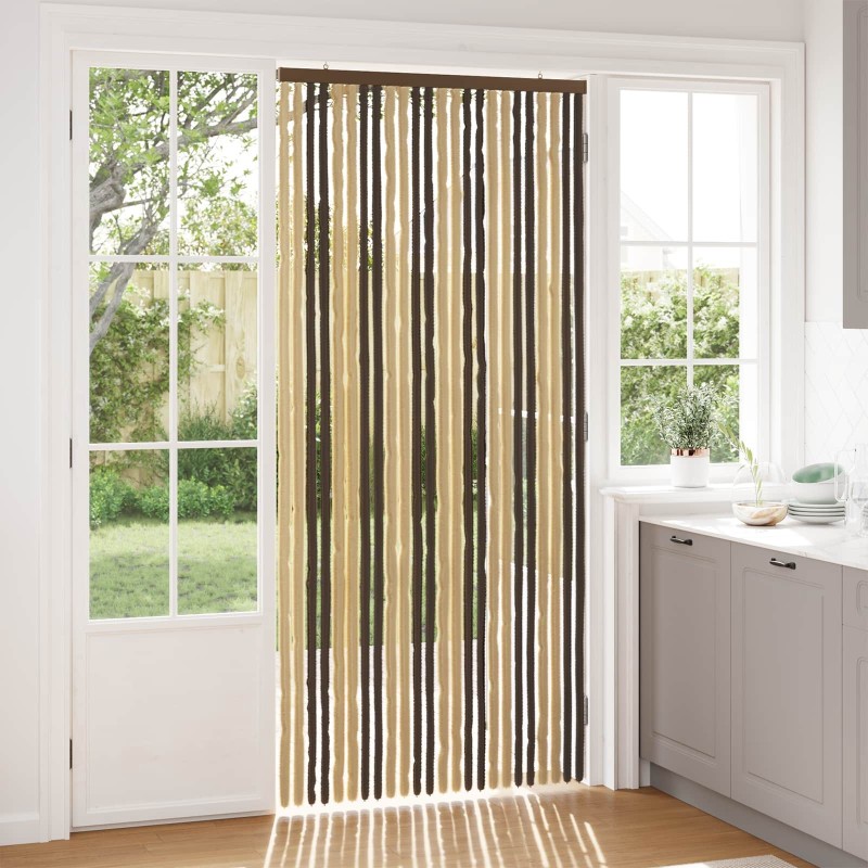Rideau anti-insectes en chenille Marron Foncé et Beige 644892644892