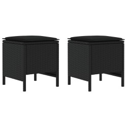 Pouf de Jardin 2 Pièce Noir 38 x 38 x 45 cm Rotin PE 644896644896