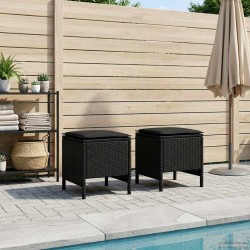 Pouf de Jardin 2 Pièce Noir 38 x 38 x 45 cm Rotin PE 644896644896