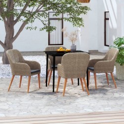 Ensemble à manger de jardin et coussins 5 pcs Marron 644898644898