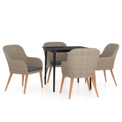 Ensemble à manger de jardin et coussins 5 pcs Marron 644898644898