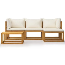 Salon de jardin 5 pcs avec coussins Bois d'acacia solide 644912644912
