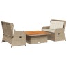 Salon de jardin avec coussins 3 pcs beige résine tressée 644914644914