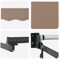 Auvent rétractable Taupe 3,5 x 2,5 m Polyester et métal 644916644916