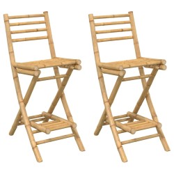 Tabourets de bar d'extérieur avec repose-pieds 2 pcs pliables en bambou 644917644917