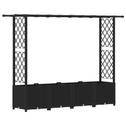 Lit Élevé avec Treillis et Toit Noir 203 x 40 x 136 cm PP 644925644925
