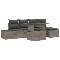Ensemble de canapé de jardin avec coussin 6 pcs Gris polyrotin 644932644932