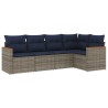 Ensemble de canapé de jardin 5 pcs avec coussins gris résine tressée 644936644936