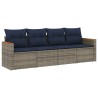 Ensemble de canapé de jardin 4 pcs avec coussins gris résine tressée 644939644939