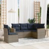 Ensemble de canapé de jardin 5 pcs avec coussins gris résine tressée 644949644949