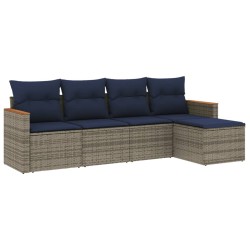 Ensemble de canapé de jardin 5 pcs avec coussins gris résine tressée 644950644950