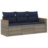 Ensemble de canapé de jardin 3 pcs avec coussins gris résine tressée 644964644964