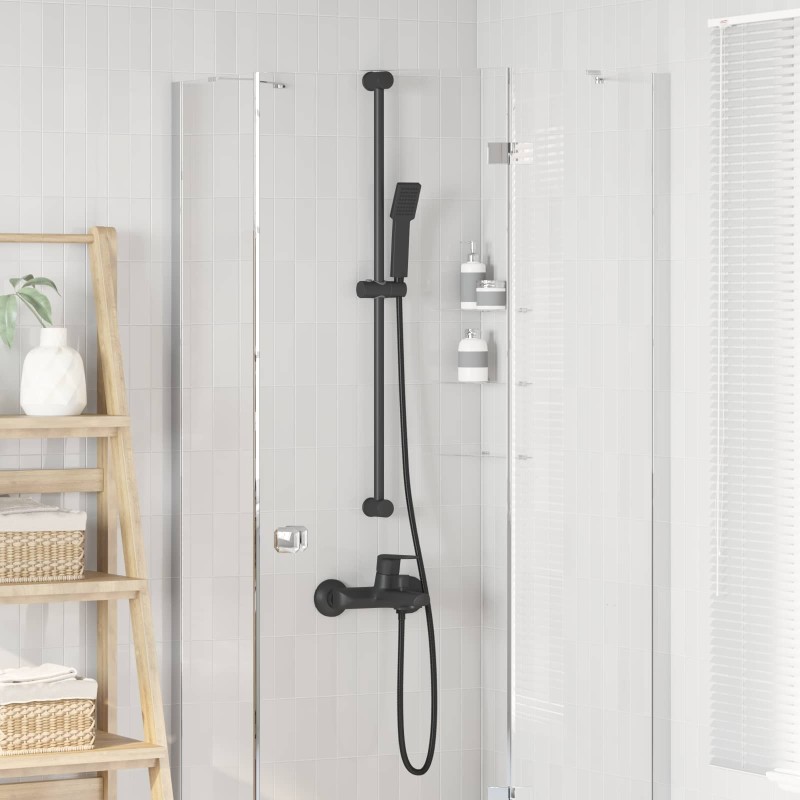 Ensemble de Système de Douche Noir 100 cm Acier inoxydable 644972644972