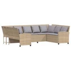 Canapé de jardin avec coussins beige résine tressée 644973644973