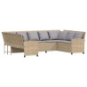 Canapé de jardin avec coussins beige résine tressée 644973644973