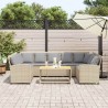 Canapé de jardin avec coussins beige résine tressée 644973644973