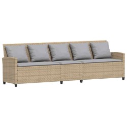 Canapé de jardin avec coussins beige résine tressée 644973644973