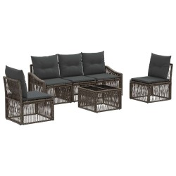 Ensemble de canapé de jardin 6 pcs Gris polyrotin 644974644974