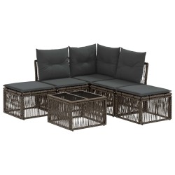 Ensemble de canapé de jardin 6 pcs Gris polyrotin 644981644981