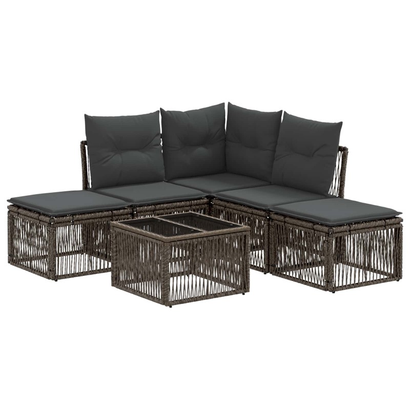 Ensemble de canapé de jardin 6 pcs Gris polyrotin 644981644981