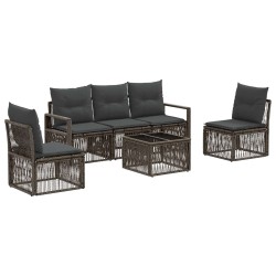 Ensemble de canapé de jardin 6 pcs Gris polyrotin 644982644982