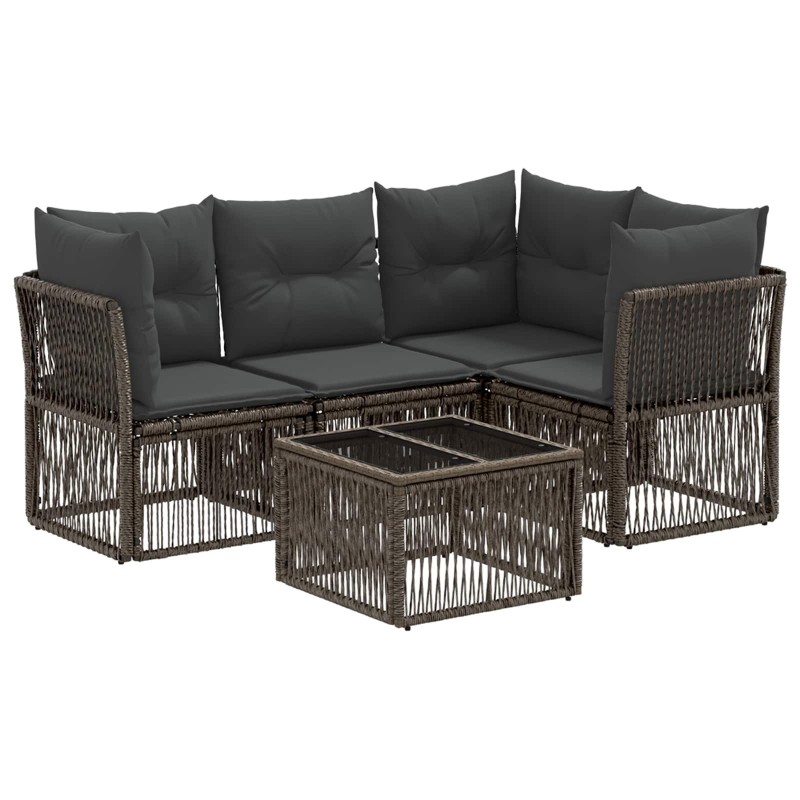 Ensemble de canapé de jardin 5 pcs Gris polyrotin 644983644983