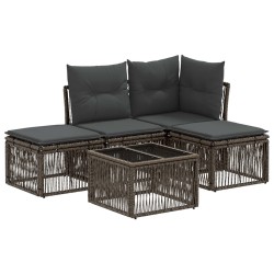 Ensemble de canapé de jardin 5 pcs Gris polyrotin 644986644986