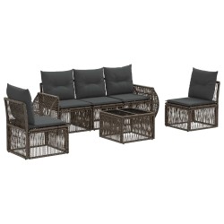 Ensemble de canapé de jardin 6 pcs Gris et Gris foncé polyrotin 644987644987