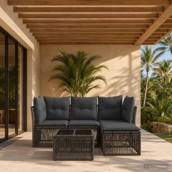 Ensemble de canapé de jardin 5 pcs Gris polyrotin 644988644988
