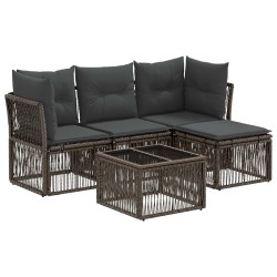 Ensemble de canapé de jardin 5 pcs Gris polyrotin 644988644988
