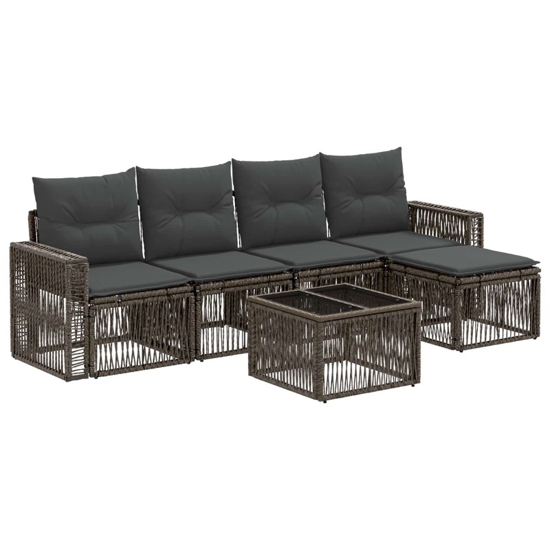 Ensemble de canapé de jardin 6 pcs Gris et Gris foncé polyrotin 644989644989