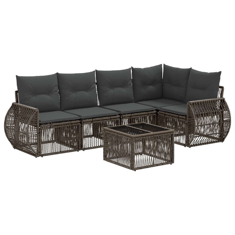 Ensemble de canapé de jardin 6 pcs Gris et Gris foncé polyrotin 644990644990