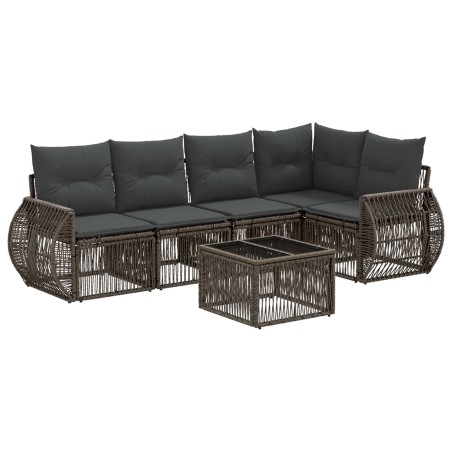 Ensemble de canapé de jardin 6 pcs Gris et Gris foncé polyrotin 644990644990