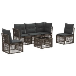Ensemble de canapé de jardin 6 pcs Gris polyrotin 645003645003