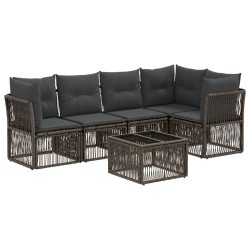 Ensemble de canapé de jardin 6 pcs Gris polyrotin 645005645005