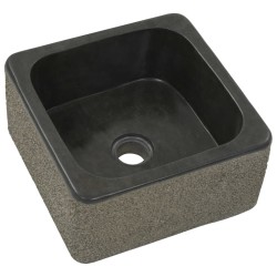 Évier 30x30x15 cm Pierre de rivière Noir 645008645008