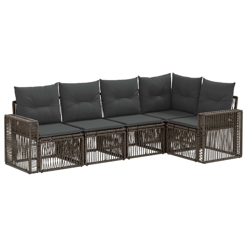 Ensemble de canapé de jardin 5 pcs Gris et Gris foncé polyrotin 645017645017