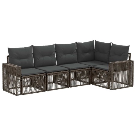Ensemble de canapé de jardin 5 pcs Gris et Gris foncé polyrotin 645017645017