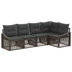 Ensemble de canapé de jardin 5 pcs Gris polyrotin 645018645018