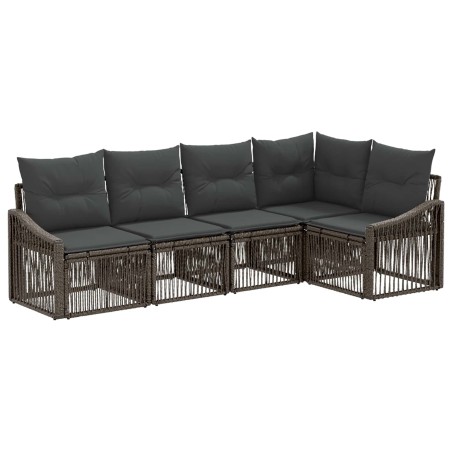 Ensemble de canapé de jardin 5 pcs Gris polyrotin 645018645018