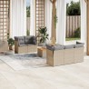 Ensemble de canapé de jardin 6 pcs avec coussins en rotin synthétique beige 645019645019