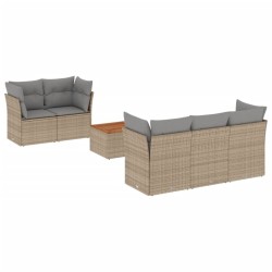 Ensemble de canapé de jardin 6 pcs avec coussins en rotin synthétique beige 645019645019