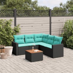 Salon de jardin 6 pcs avec coussins noir résine tressée 645023645023