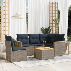 Ensemble de canapé de jardin 6 pcs avec coussins gris résine tressée 645035645035