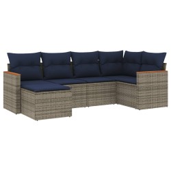 Ensemble de canapé de jardin 6 pcs avec coussins gris résine tressée 645036645036