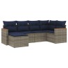 Ensemble de canapé de jardin 6 pcs avec coussins gris résine tressée 645036645036
