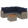 Ensemble de canapé de jardin 6 pcs avec coussins gris résine tressée 645037645037