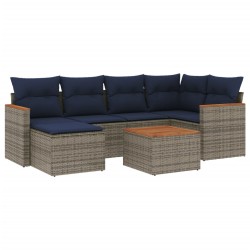 Ensemble de canapé de jardin 7 pcs avec coussins gris résine tressée 645038645038