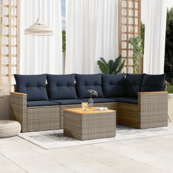Ensemble de canapé de jardin 6 pcs avec coussins gris résine tressée 645064645064